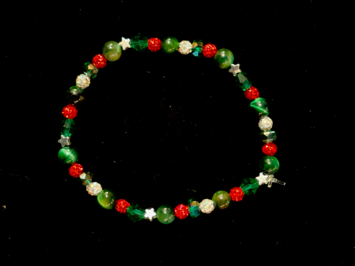 Green Tiger’s Eye and Star Holiday Bracelet