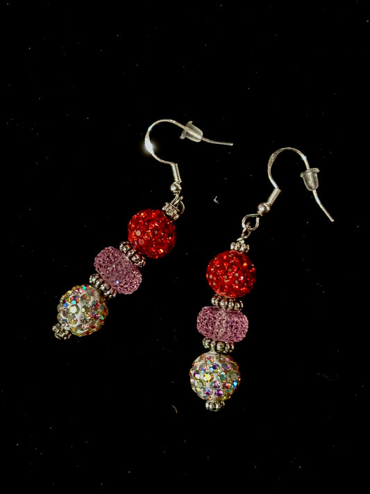 Pink & Red Statement Holiday Earrings