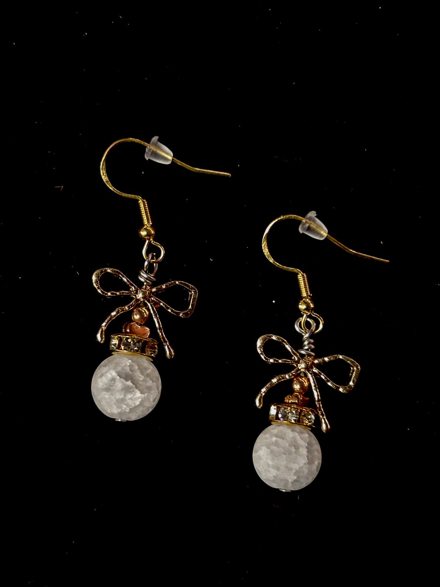 White Frosted Ornament Earrings