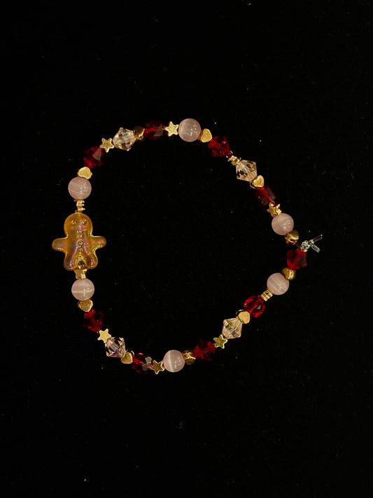 Pink & Red Gingerbread Holiday Bracelet
